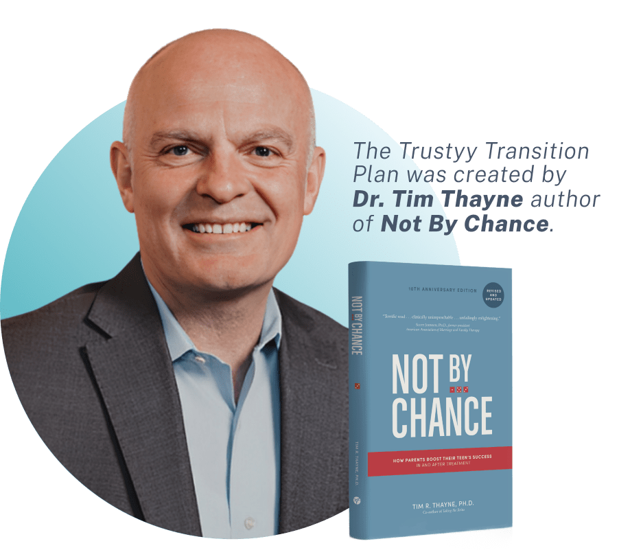 The Trustyy Transition Plan was created by Dr. Tim Thayne author of Not By Chance.