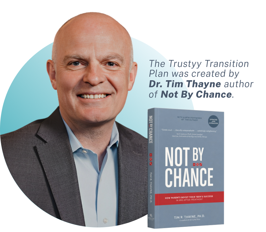 The Trustyy Transition Plan was created by Dr. Tim Thayne author of Not By Chance.